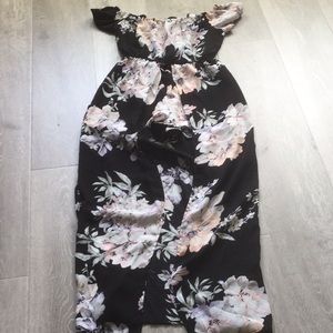 Black size small floral maxi length dress
